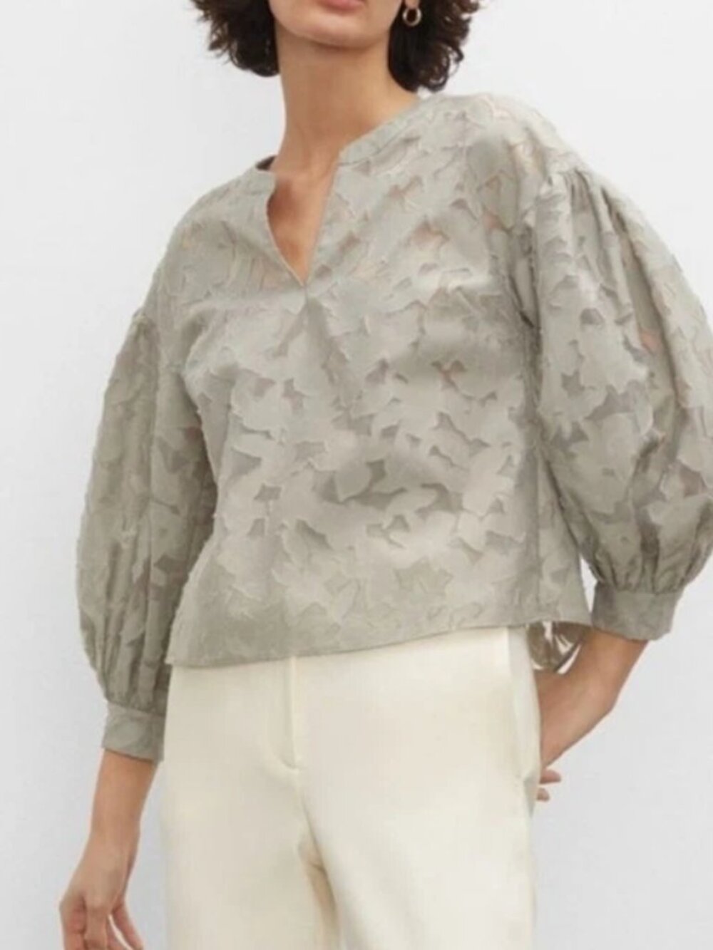 Club Monaco Sculpted Semi-Sheer Jacquard Blouse